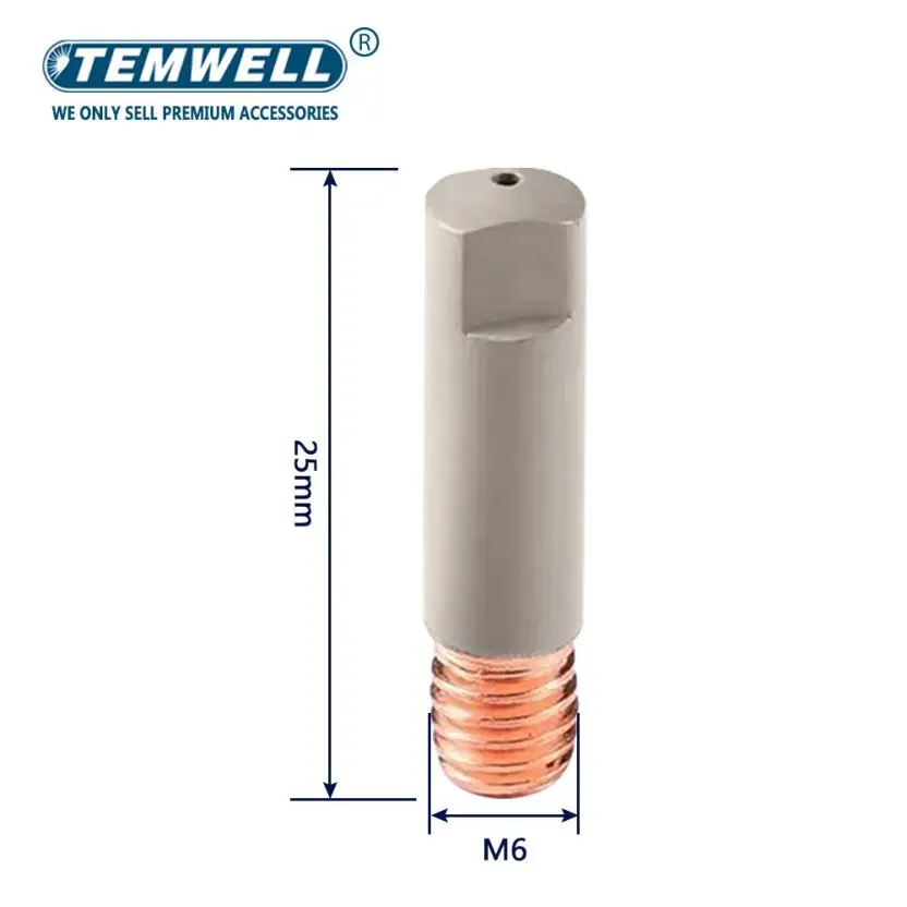MB 15AK Welding Contact Tips new coating protect 25mm M6 Gas Nozzle Tip 0.8mm-1.2mm MIG Welding Torche Tool Parts 10pcs