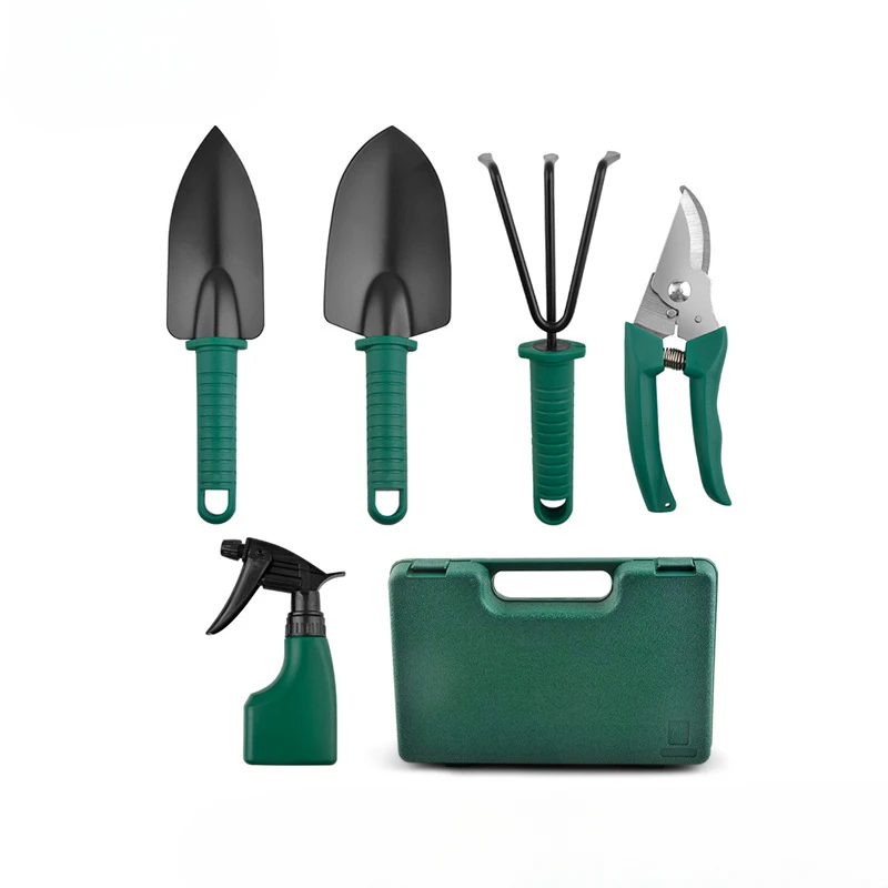 5 Pcs/Set Garden Tool Set Gardening Tools Gift Kit Non-Slip Handle with Anti-Rust Trowel Cultivator Pruning Shear Water Sprayer