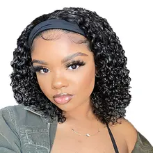 Brazilian Kinky Curly Headband Wig Human Hair 8-30 Inch Glueless Kinky Curly Human Hair Wigs for Women Easy to Go 180% Yarra