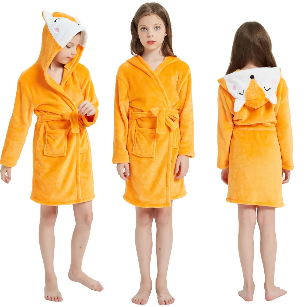 Children Bath Robes Flannel Winter Kids Sleepwear Robe Teenage Pijamas Nightgown For Boys Girls Pajamas 4-14 Years Girl Clothes