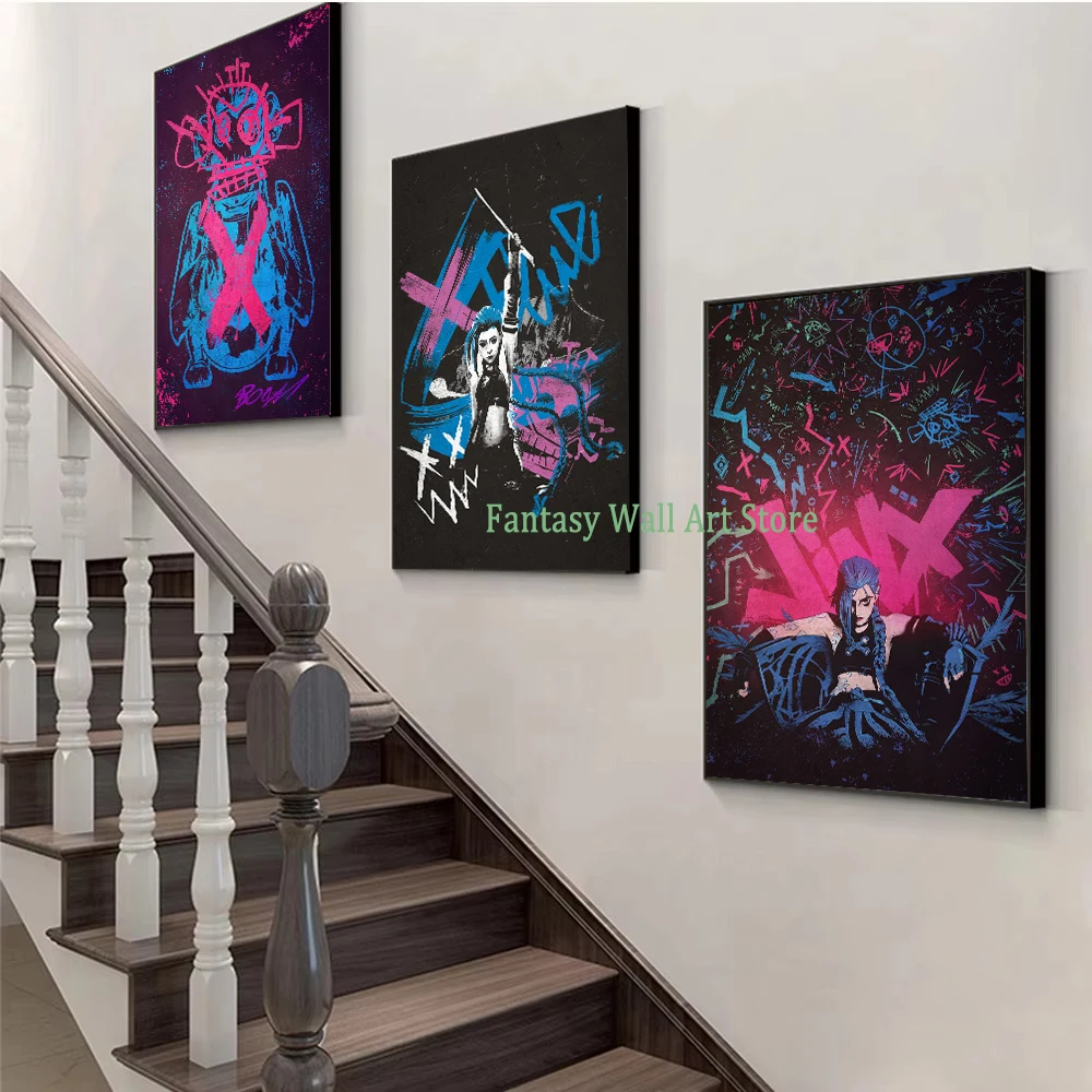 Arcane Season 2 Character Graffiti Art Canvas Poster – Aesthetic Wall Décor