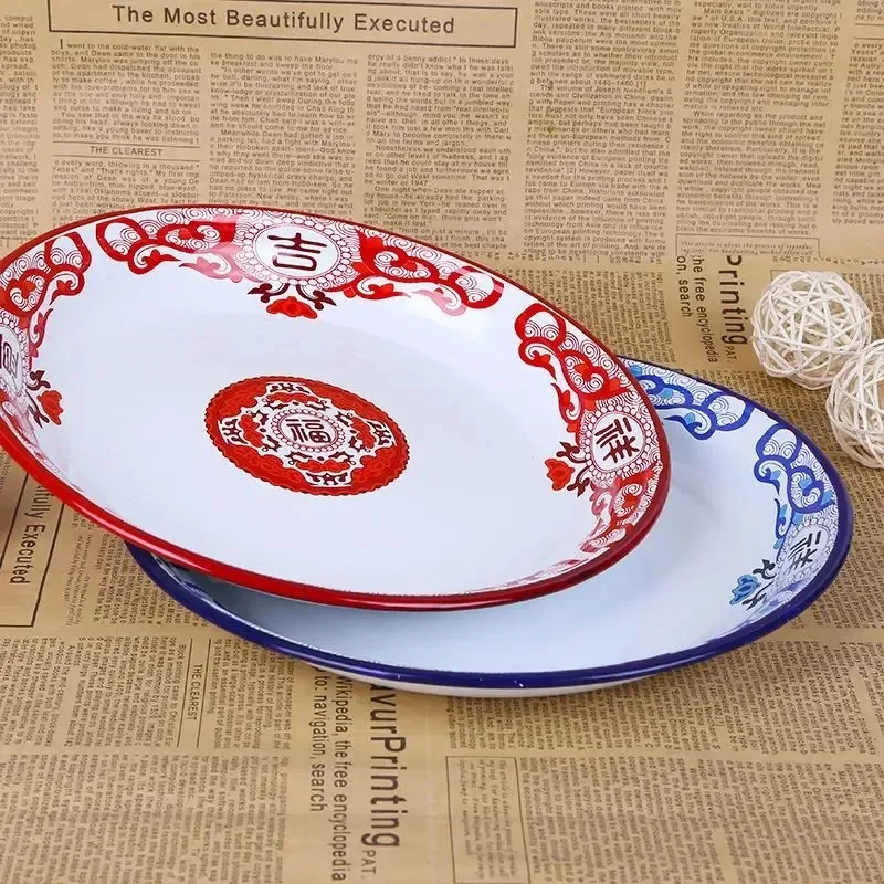 Porcelain Dinner Plate Large Capacity Floral Pattern Graceful Appetizer Food Enamel Dish Kitchen Supplies Soup Noodle Bowl Ins