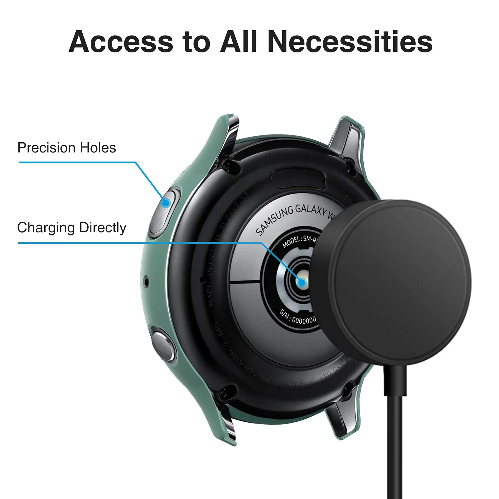 PC Hard Case for Samsung Galaxy Active 2 44mm 40mm Bumper Full Around Glass+ Screen Protector Cover for Galaxy Watch Active 2