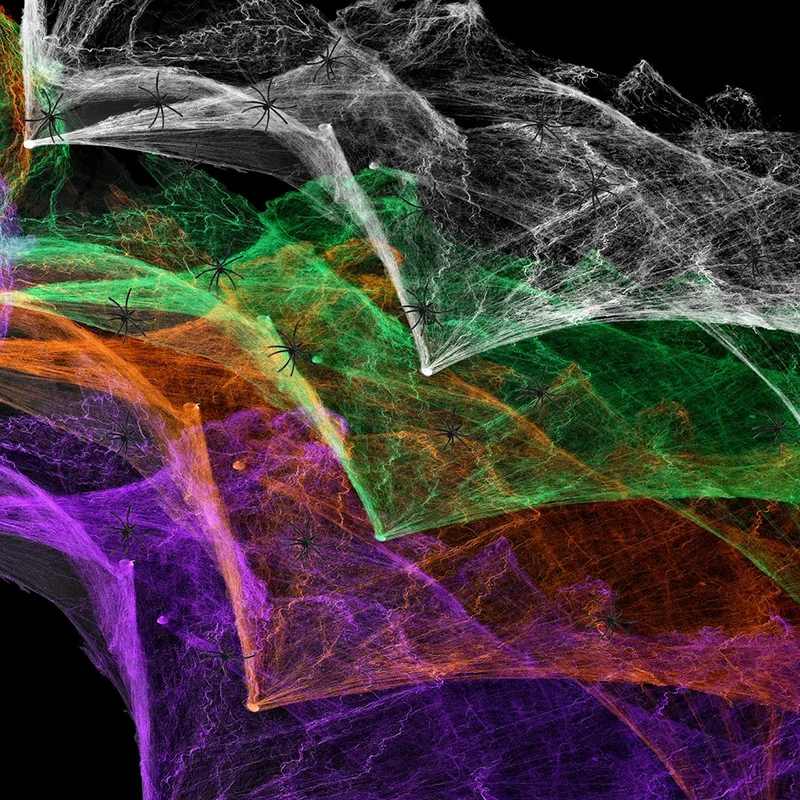 Artificial Spider Web Halloween Decoration Scary Party Scene Props White Stretchy Cobweb Horror House Home Decora Accessories - Image 2