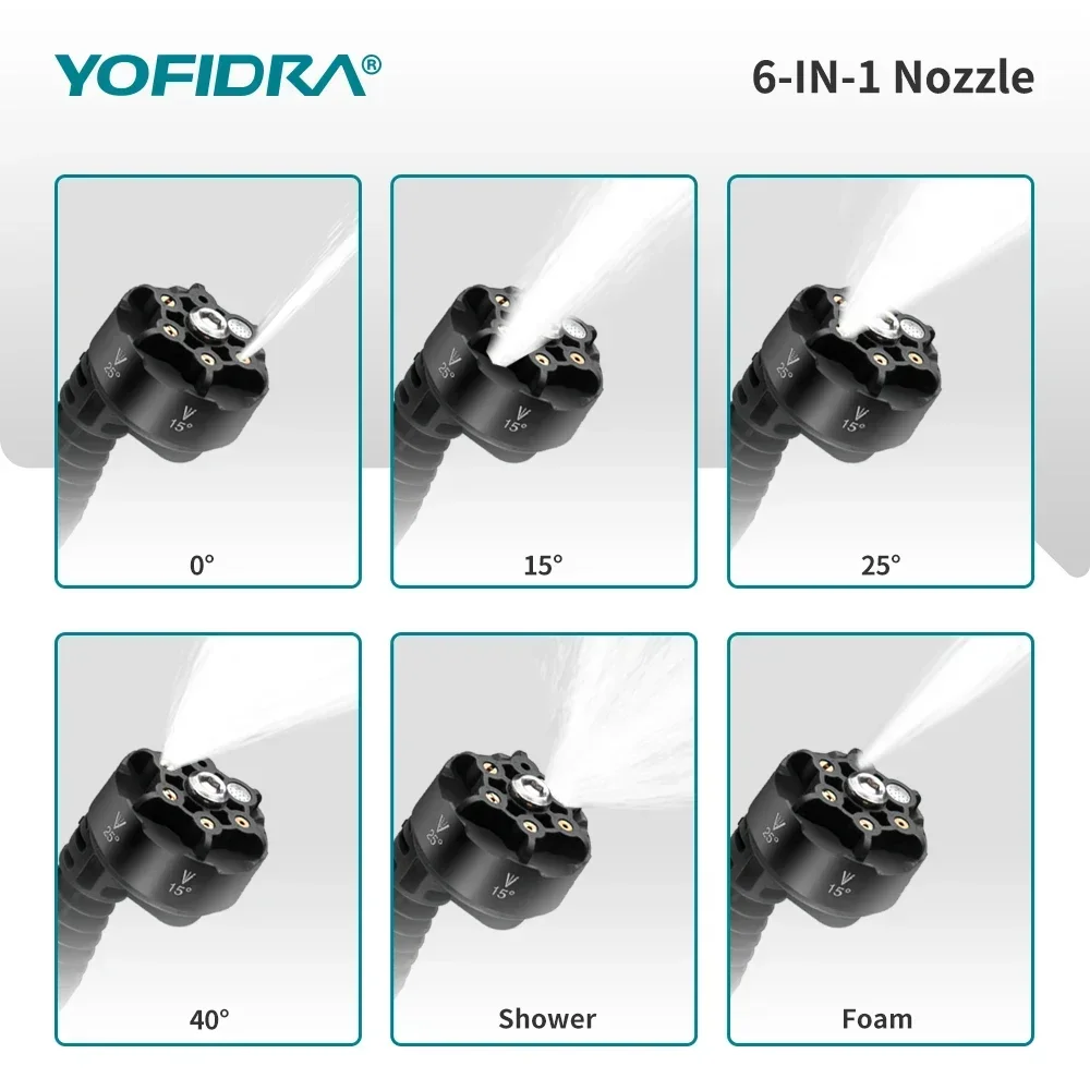 YOFIDRA Brushless 200Bar Car Washer Electric High Pressure Washer Water Gun 6IN1 Cordless Cleaning Garden For Makita 18V Battery 5