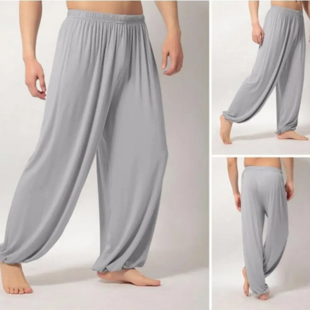 Men's Harem Pants Solid Color Yoga Pants Morning Exercise Tai Chi Pants Casual Wide Leg Pants Long Pants Harem Pants Male Slacks 5