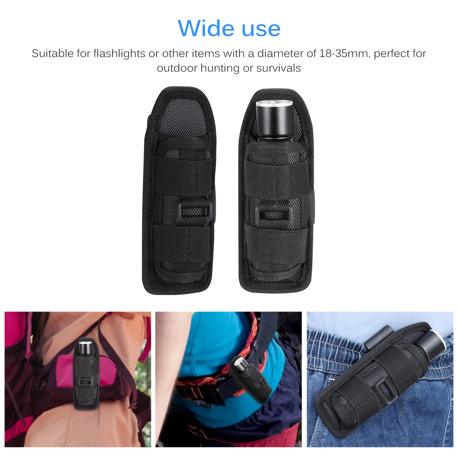 Flashlight Pouch Tactical Flashlight Pouch 360 Degree Holster Rotary Torch Case Belt Torch Bag Durable Hunting Lighting Accessory Survival Kits