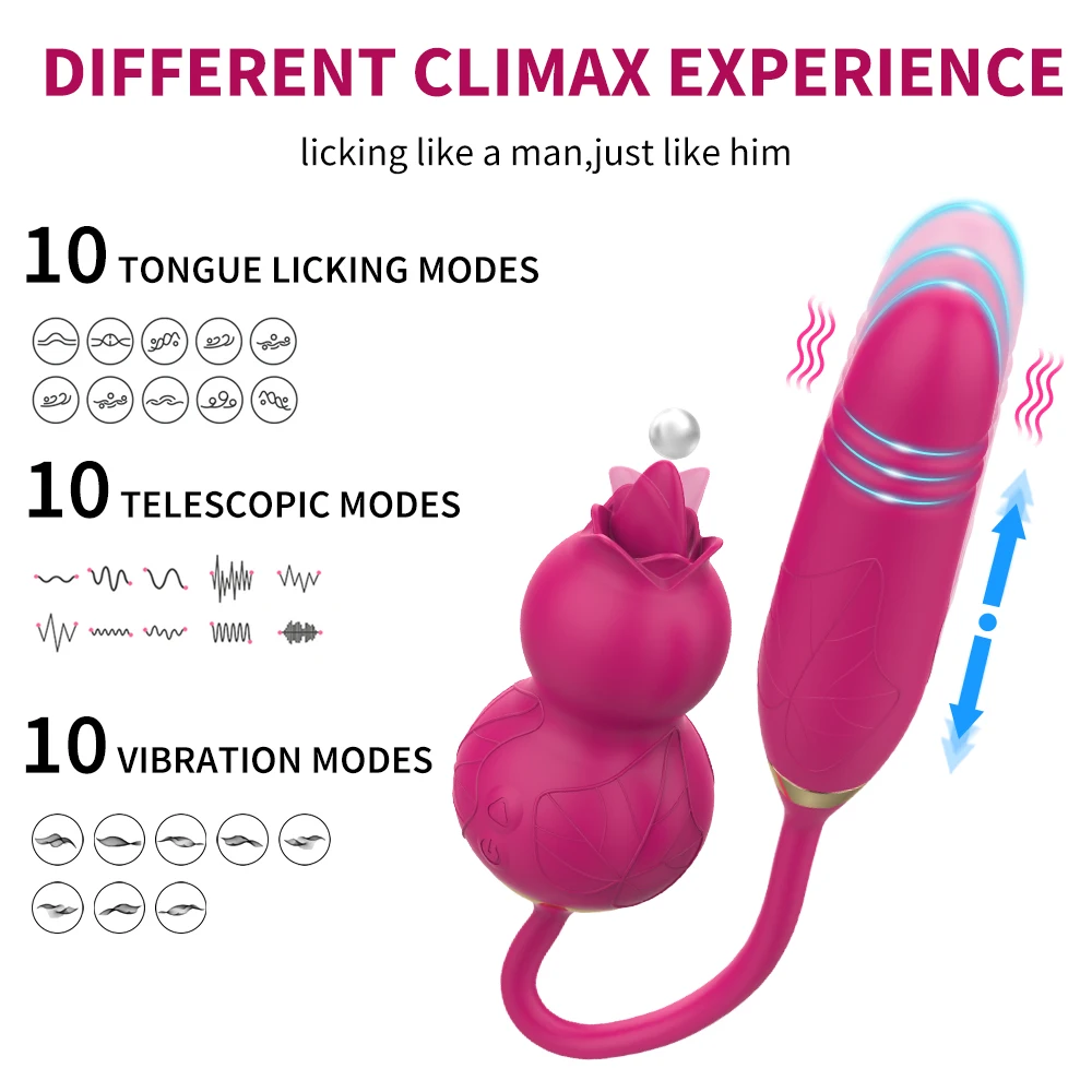 Thrusting Tongue Licking Dildo Vibrator 2 In 1 Vibrating Egg Clit_voghion.com