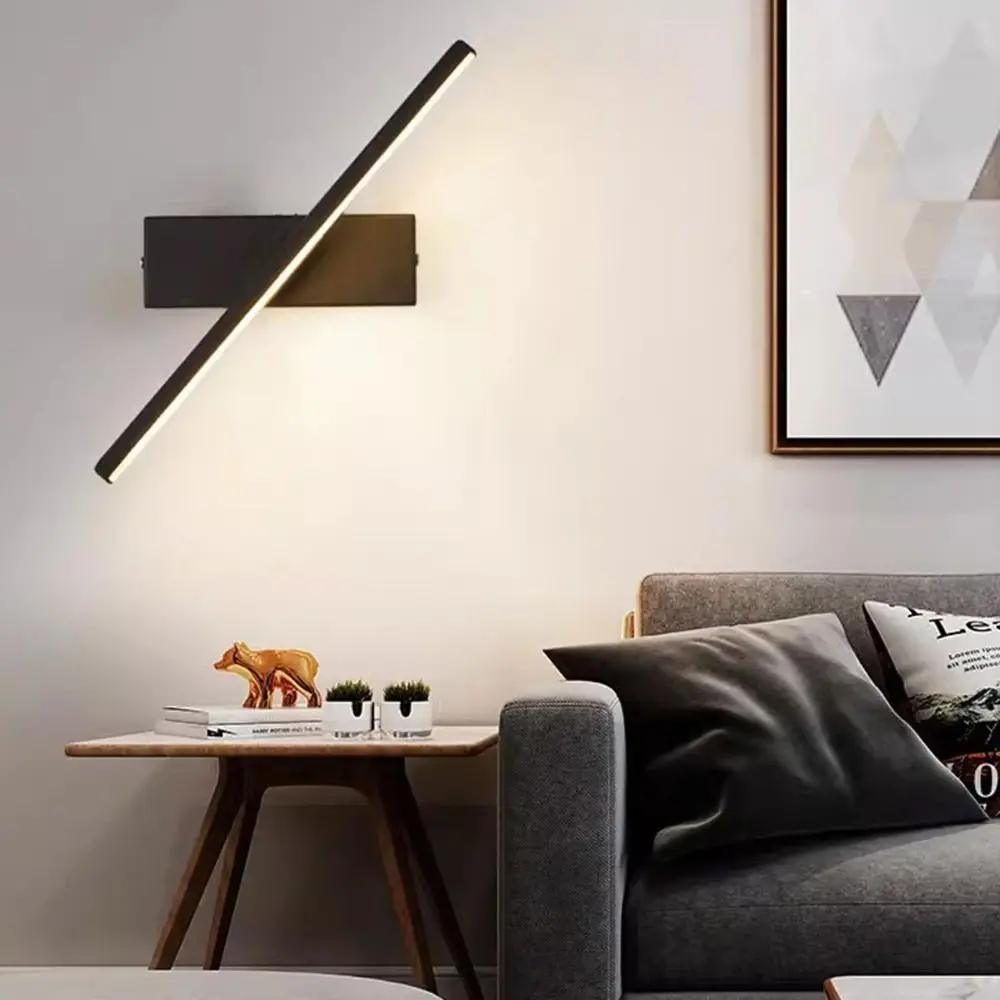 Adjustable LED Wall Light Decoration Rotating Rotatable Mirror Lamp Long Strip Design Tricolor Light Wall Sconces Lighting