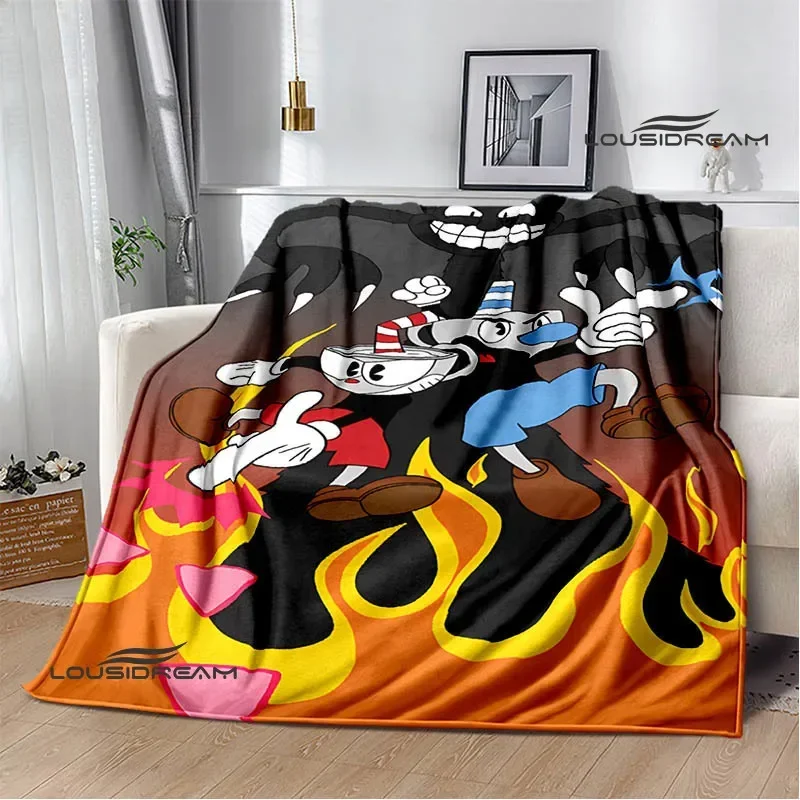 Cuphead cartoon printed Blanket Fashion bed linings white Flannel Warm Blanket Soft Comfortable Blanket Birthday Gift 2