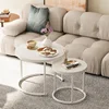 Nesting Coffee Table Round Side Table Set of 2 End Tables for Living Room Bedroom Balcony, Wooden Stacking Accent Coffee Tables 1