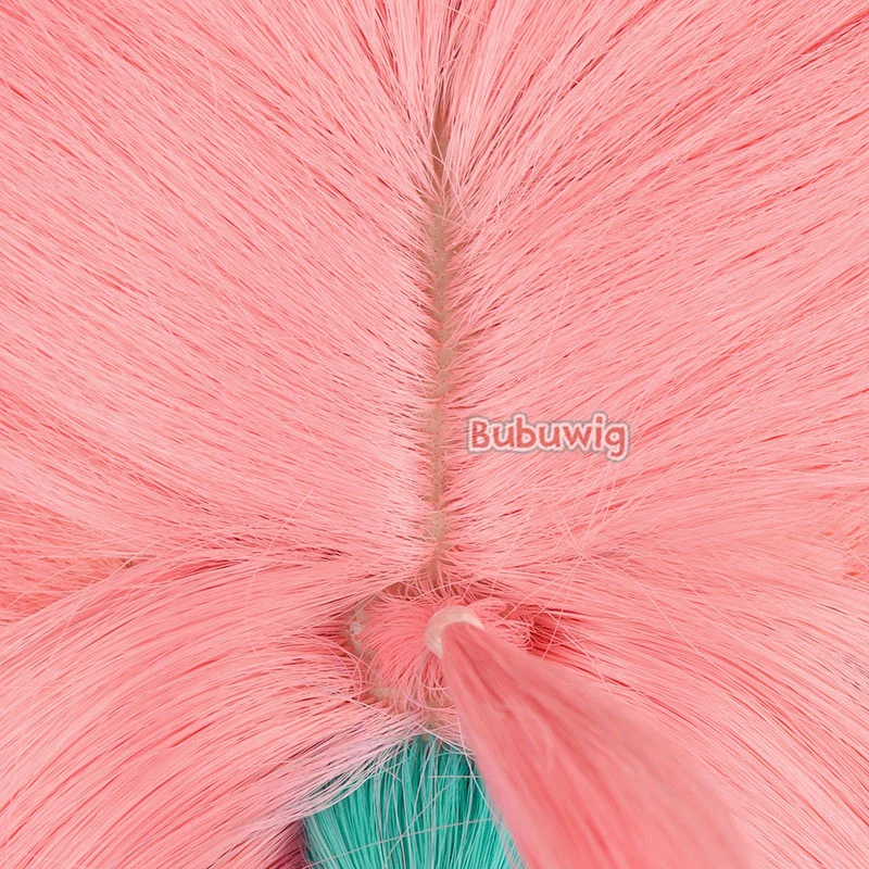 Cosplay Wigs Bubuwig Synthetic Hair Varesa Genshin Impact Varesa Role Play 100cm Pink Mixed Green Braided Heat Resistant