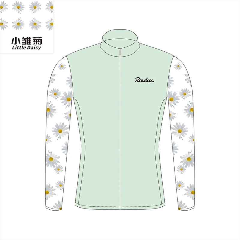 Raudax bicycle long sleeved flower series solid color simple style unisex elastic breathable sportswear moisture wicking fabric