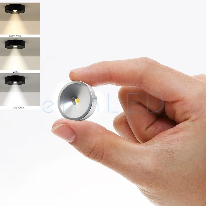 etrnLED USB Led Light Mini Spotlight 5V Round Surface Mounted Cabinet Display Showcase Small Lamp Ceiling Spot Home Black White 4