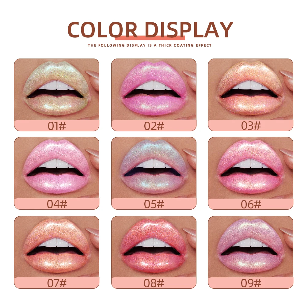 9Pcs/Sets Glitter Lip Glaze Liquid Lipstick Set Shine Lip Gloss Gift Box Natural Moisturizer Waterproof Lips Makeup For Women 2
