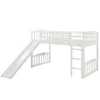 Kids Twin Loft Bed with Slide and Ladder White Pine Wood Low Loft Bed Boys and Girls Pet Friendly Sturdy Construction Modern 6