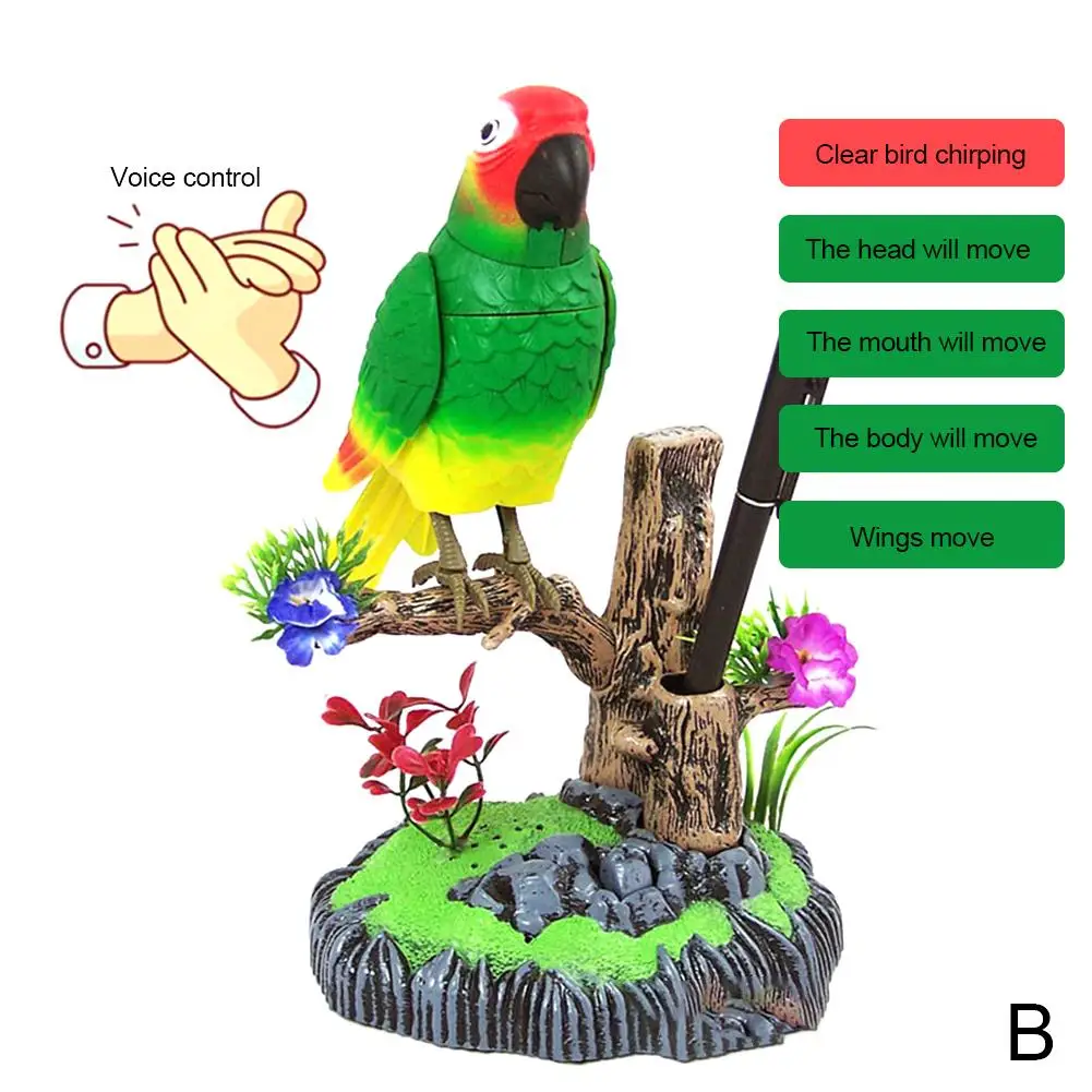 Clapping Voice Control Induction Electronic Parrot Children's Toy Bird Gift Garden Display Pet Toy Electric Sound K7x3 5
