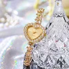 2PCS Set Women Watches Luxury Rhinestone Bracelet Ladies Heart Dial Quartz Wristwatches Dress Clock Montre Femme（Without Box ） 3