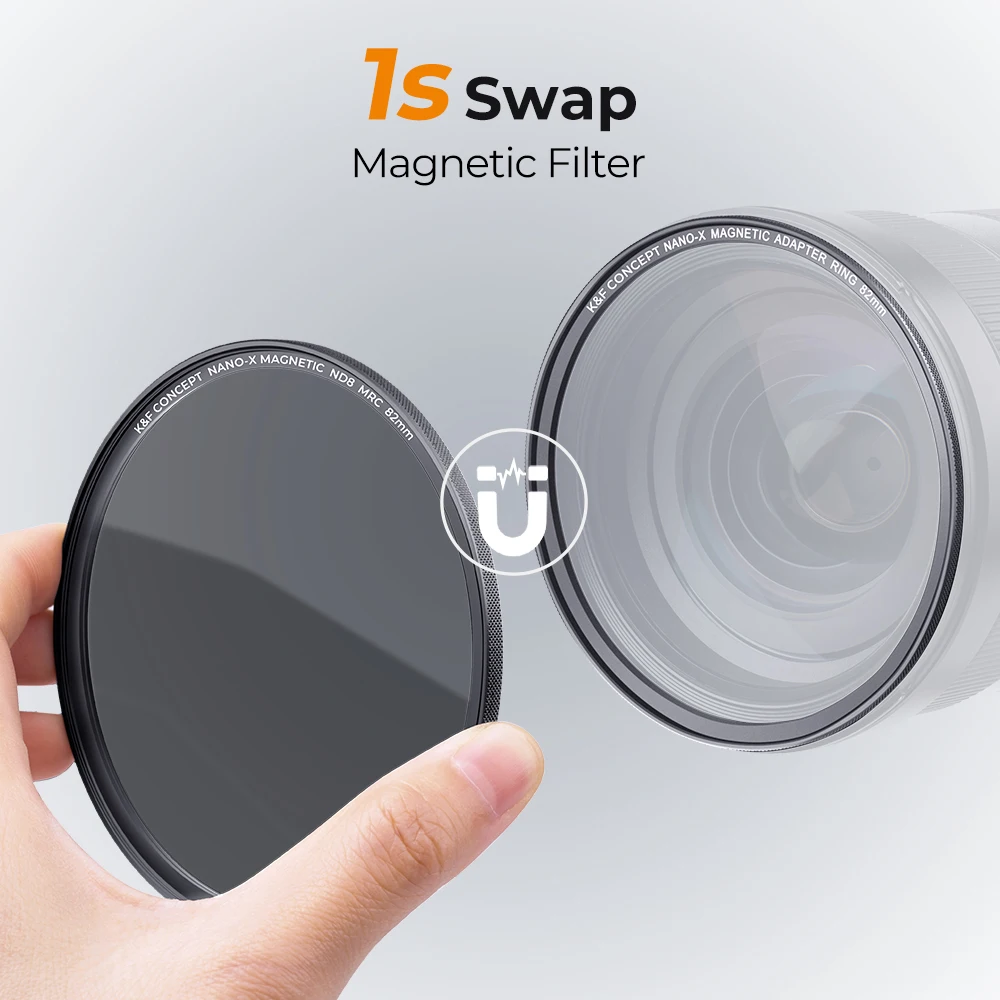 K&F Concept 5in1 Magnetic Camera Lens Filter Kit GND8+ND8+ND64+ND1000+Magnetic Adapter Ring 49-82mm Quick Swap System 2