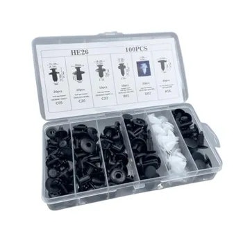 100PCS Plastic Car Body Trim Clips Universal Car Bumper Clips Rivets Fasteners Push Retainer Kit Auto Push Pin Rivets Set with 1