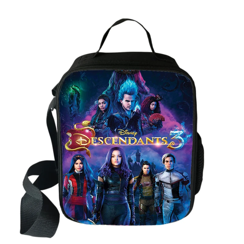 Disney Discents Cooler Lunch Bag Cartoon Girls Portable Thermal Food Picnic Bags For School Kids Boys Box Tote