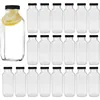 Vintage Water,Glass Drinking Bottles 16oz,Square Beverage 500ml With Lids For Kombucha,Tea,Glass Homemade Drinks, 20Pack 1