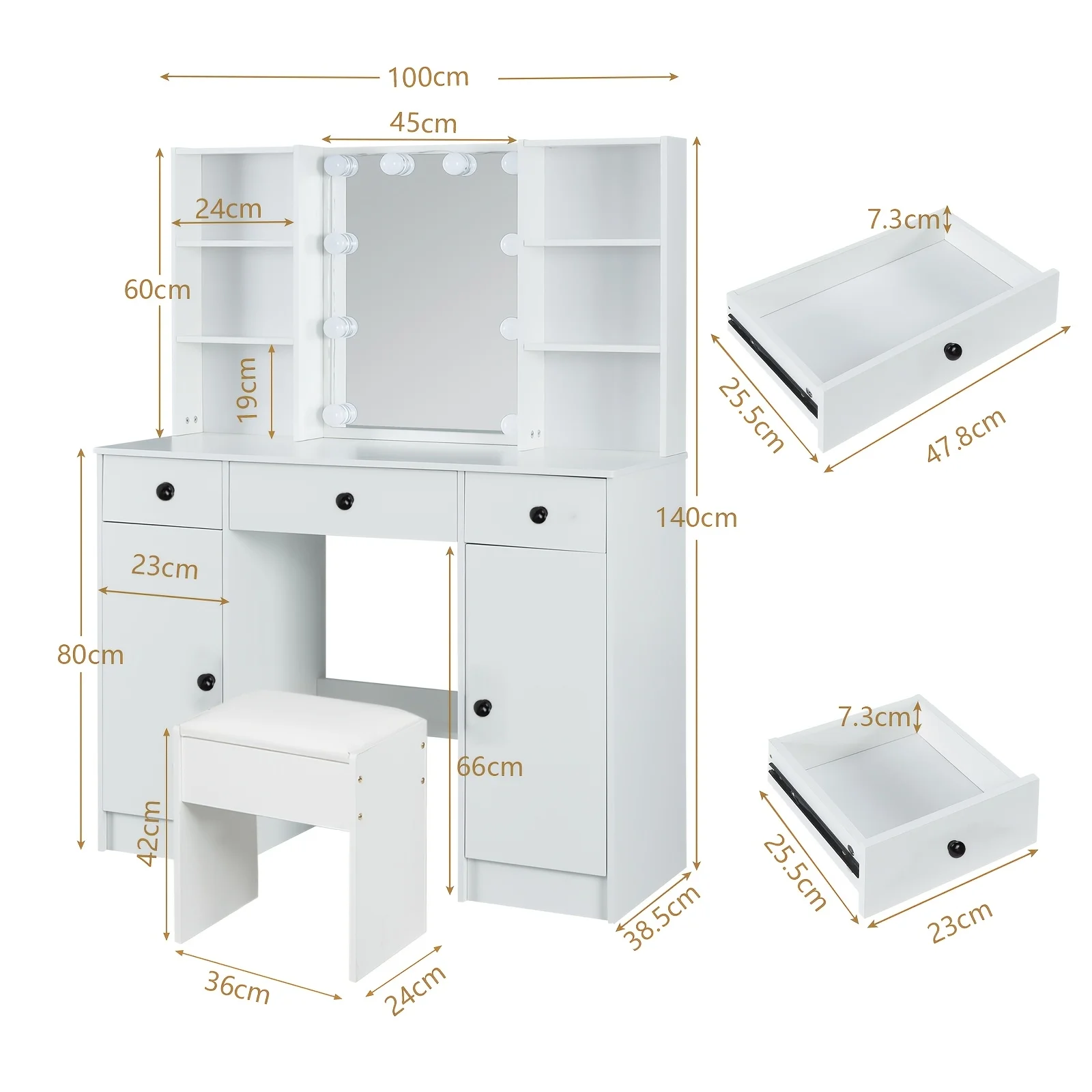 New home dressing table with vanity mirror Features three colour modes and adjustable brightness Ideal birthday gift - 5