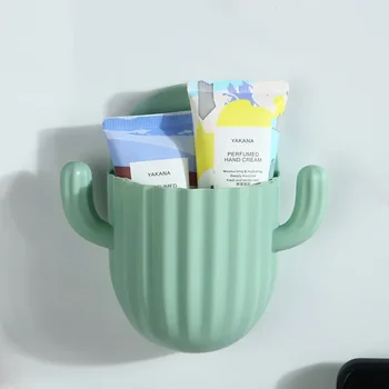 ที่ใส่แปรงสีฟันกระบองเพชรชั้นวางของจัดระเบียบครัวเรือนห้องน้ำชั้นวางของในห้องน้ำชั้นระบายน้ำ 6