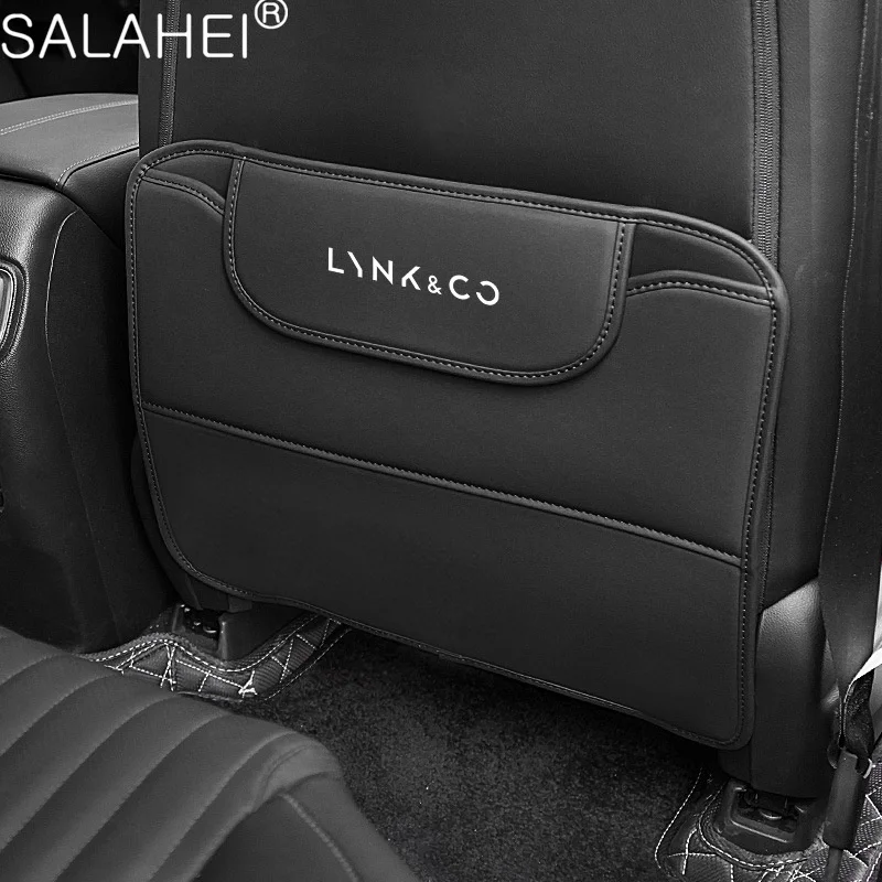 1PC PU Leather Car Seat Backrest Anti Kick Pad Mat Protector Cover Storage Bag For Lynk&Co 03-PHEV 05 09 01 06 02 03 Accessories