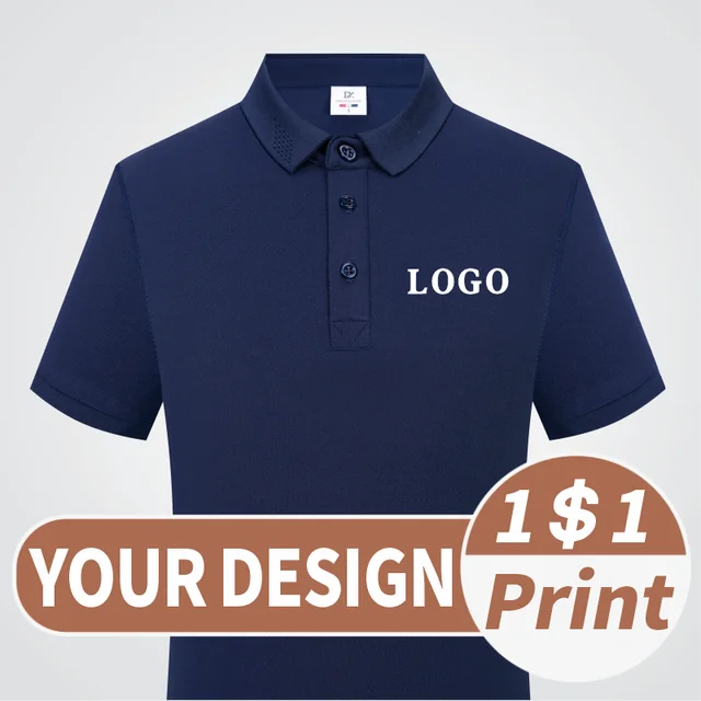 Custom Embroidered Logo Polo Shirts for Men - Premium Short Sleeve Corporate Uniform Shirts with Personalized Design