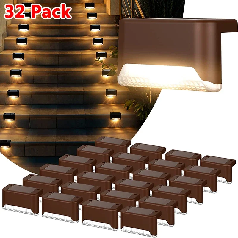 32/24/16/12/8/4Pcs Solar Lights Outdoor Waterproof LED Deck Lights Garden Step Lamp for Patio Stairs Railing Pathway Step Fence solar fence lights solar deck lights 6 led outdoor waterproof fence lamp lighting for fence deck patio yard garage step stair