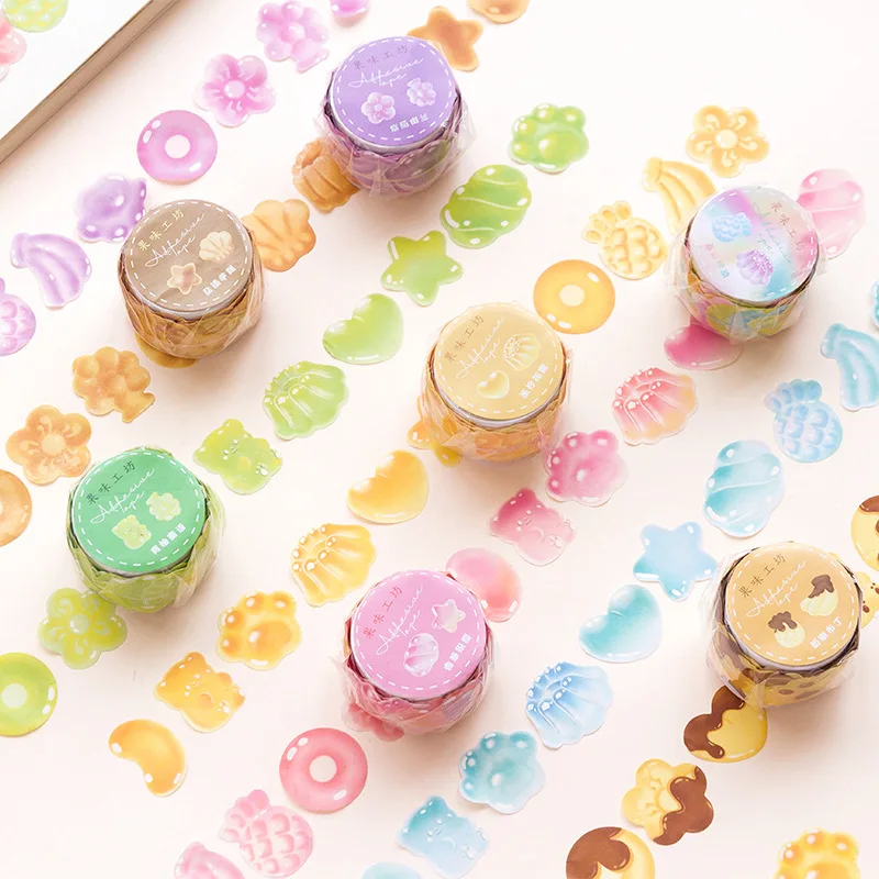 

MOHAMM 100 PCS Refreshing Jelly Candy Masking Washi Tape for Decorating Photos Frames Journals Gift Wrapping