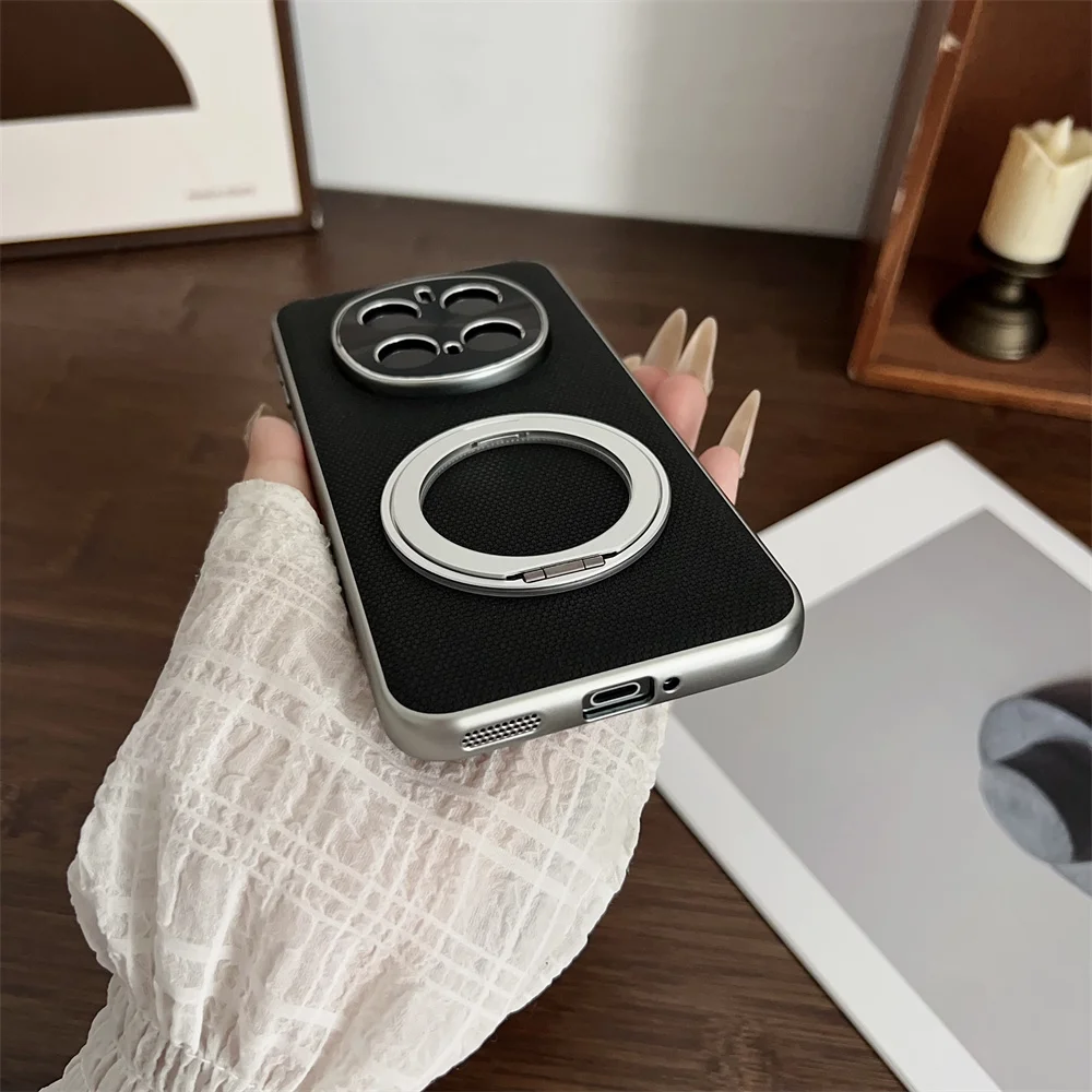 Luxurious Matte PU Protective Case with Ring Stand