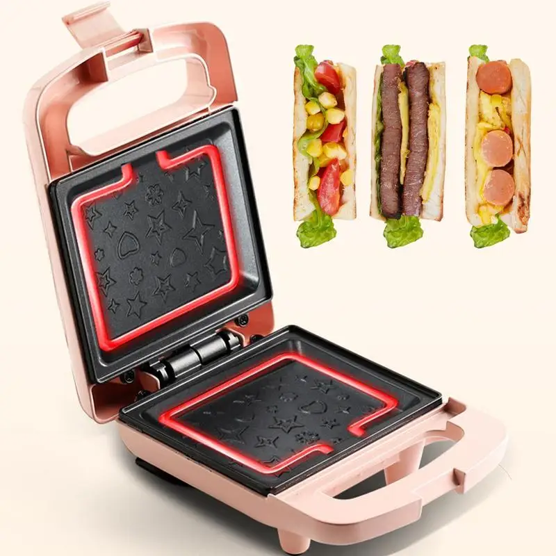 

600W Double Sided Sandwich Maker Electric Heating Waffle Makers with Non stick Plates Multi function Grill Cheese Maker Kitchen