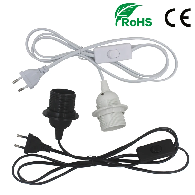 1.8m Power Cord Cable E27 Lamp Base Holder 220V EU Hanging Pendant LED Light Fixture Lamp Bulb Socket Cord Adapter With Switch temperature controller socket ac 220v digital thermostat regulator temperature controller socket 1 5m cord switch timing socket