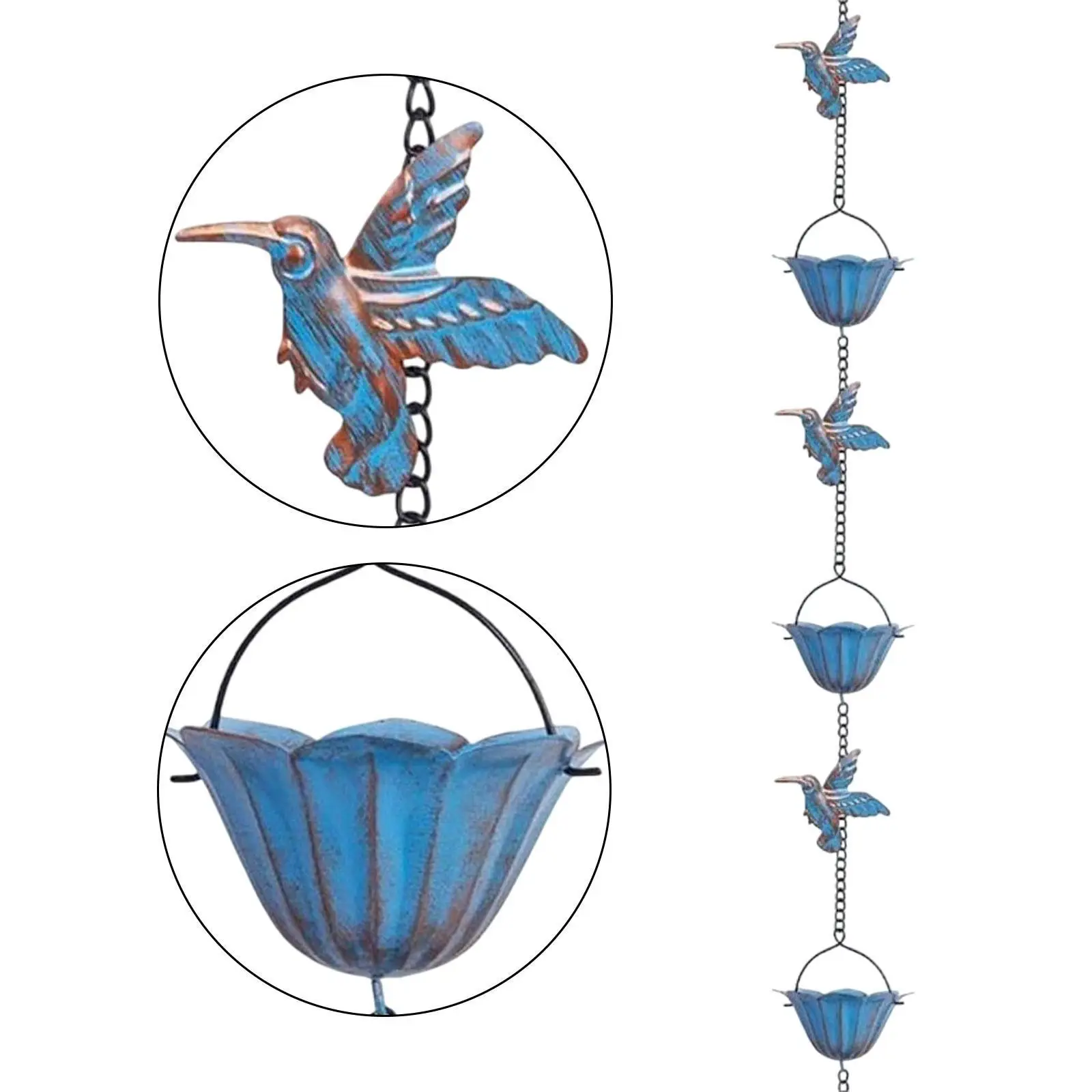 Gutters Downspouts for Divert Water Villas Eaves Drainage Outdoor Rain Collector Cups Bird Rain Chains for Gutters Catcher Chain