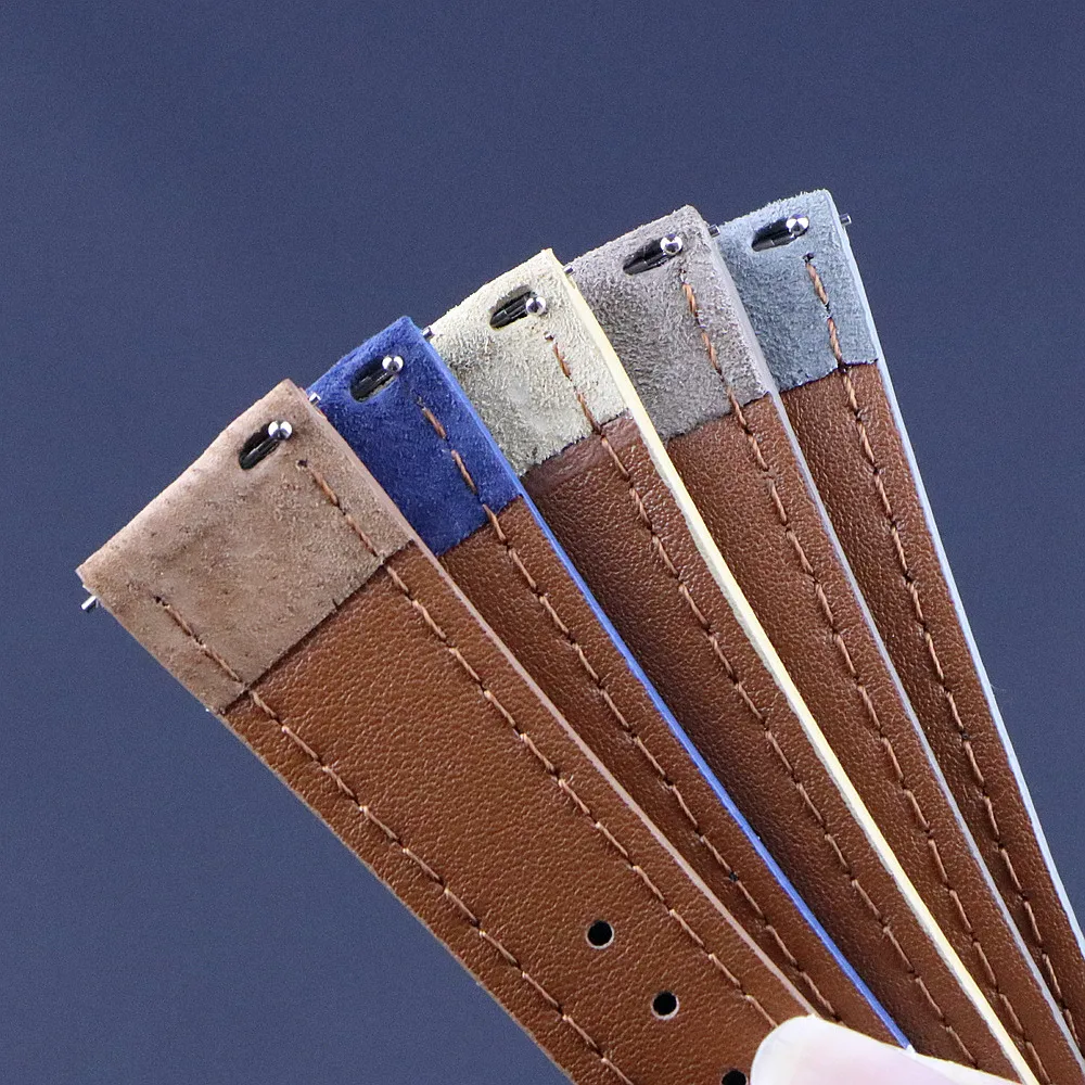 Om cinturino in pelle scamosciata celeste 20 mm