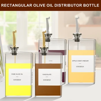 Dispensador de botellas de vidrio para condimentos, botella de vinagre de aceite de oliva de 350ml con pegatina de clasificación, utensilio de cocina, contenedor de vinagre, botella de jarabes