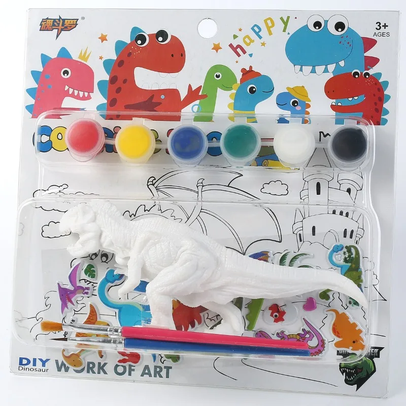 Children DIY Dinosaur Coloring Mold Toys Creative Plaster Graffiti Painting Coloring Boy Birthday Gift