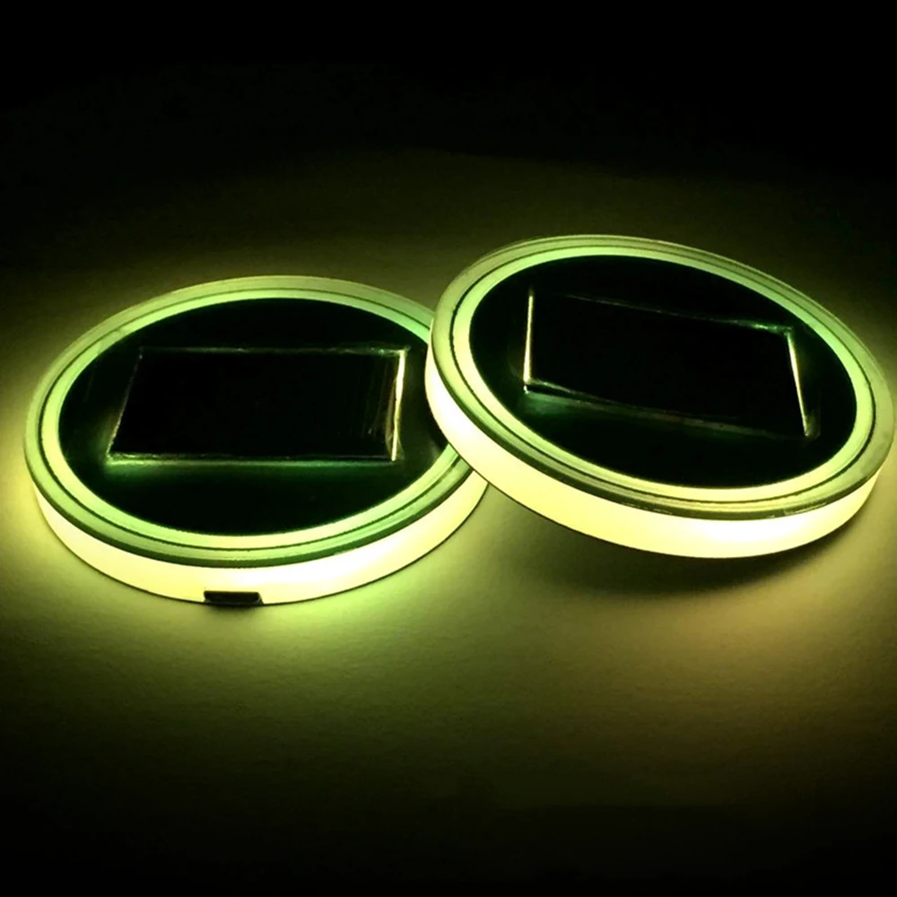 2/1Pcs 7 Colors Car LED Luminous Water Cup Pad Auto Cup Bottle Holder Coaster Anti-slip Pad Mats Interior Atmosphere Light Decor