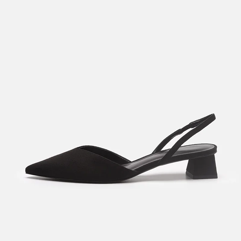 Female Summer Women's Slingback Sandals Fashion Pointed Toe Solid Chunky Heels Lady Dress Shoes women dress shoes,women slingback sandals,women high heels shoes