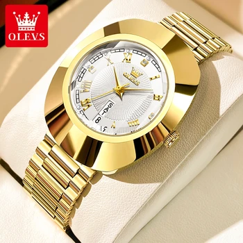 OELVS Original Imported Quartz Women's Watch Tungsten Steel Case Luxury Gold Fashion Elegant Diamond Waterproof Women's Watch