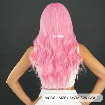 Long Curly Pink Red Synthetic Wig Middle Part Of The Natural Lolita Wig For Women's Daily Cosplay Heat Resistant Big Wave Wig Long Curly Pink Red Synthetic Wig Middle Part Of The Natural Lolita Wig For Women s.jpg