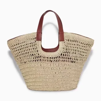 Borsa tote da donna in paglia casual di nuova moda Designer estivo Borsa a tracolla da spiaggia di grande capacità Borsa da viaggio da donna in paglia