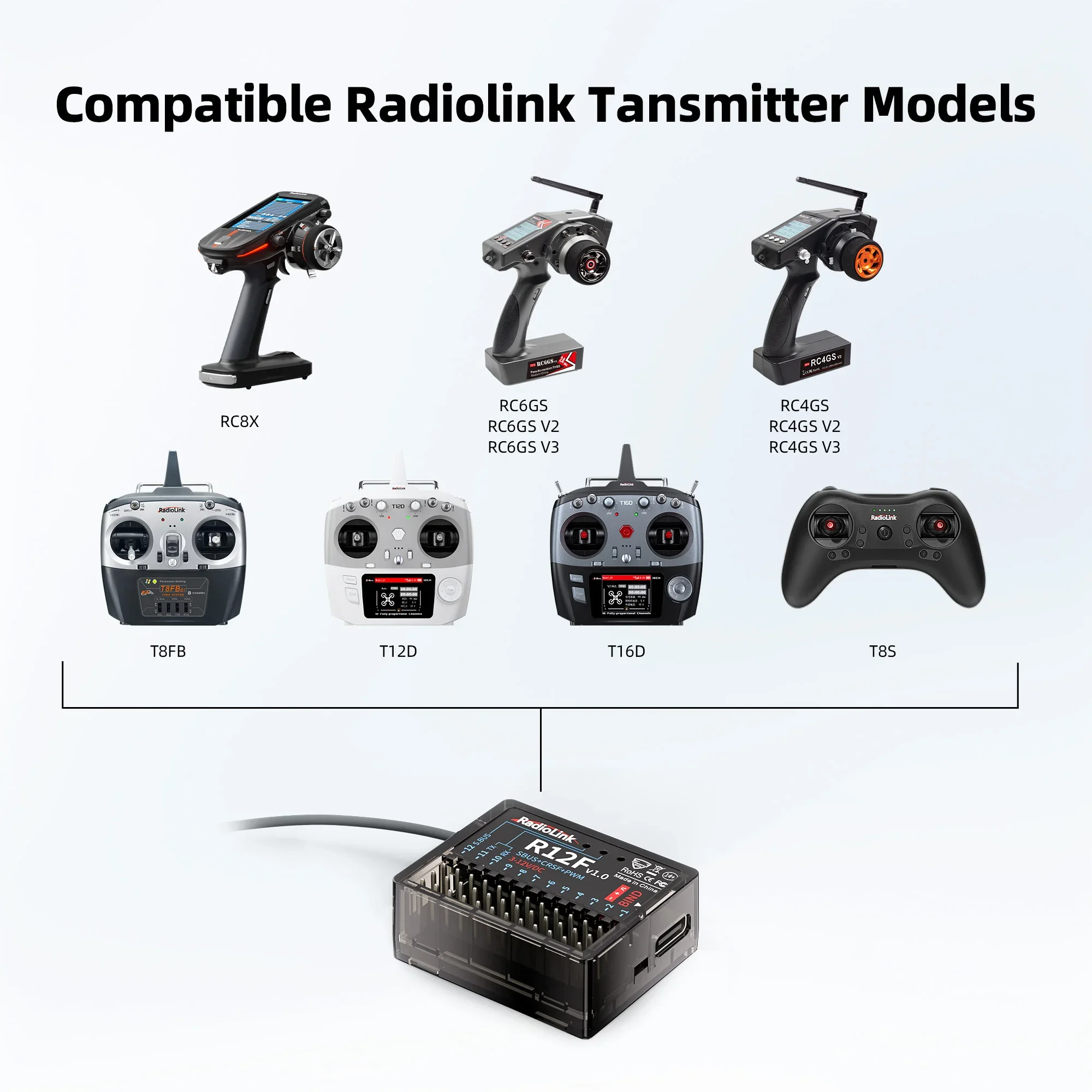Récepteur Radiolink R12F 12 canaux SBUS PWM 4000m pour RC