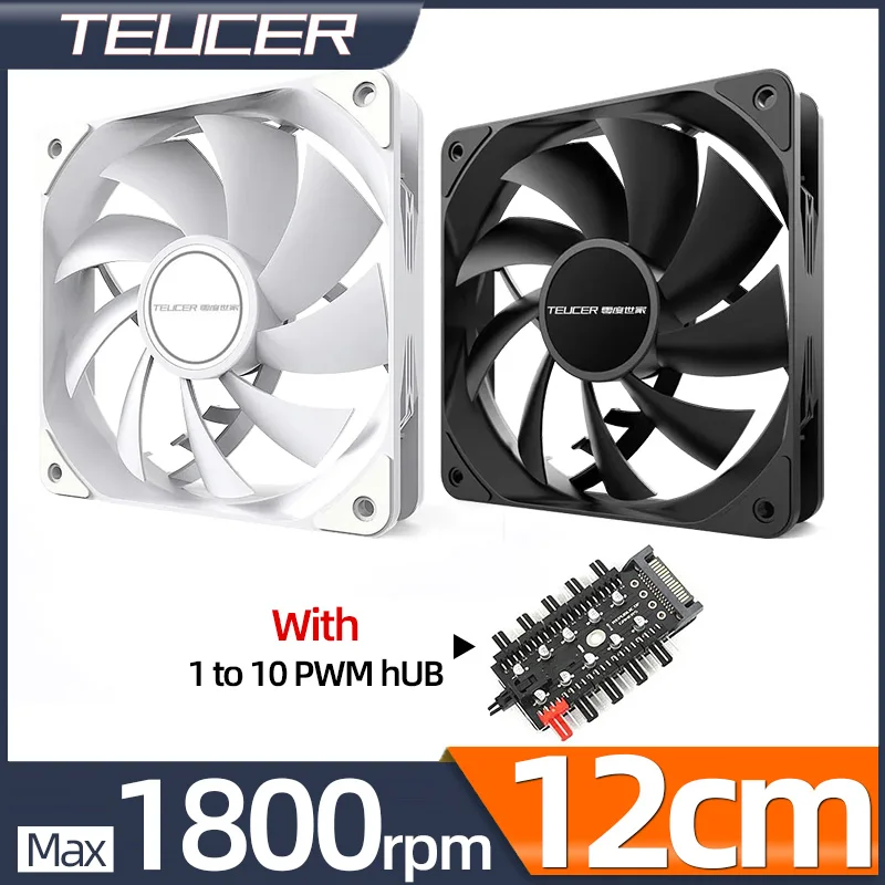 Teucer 섀시 선풍기 PWM 제어 무소음 컴퓨터 케이스 CPU 쿨러 방열판 환풍기, 120mm 냉각 선풍기, 1800rpm, 12cm Best5 Teucer 섀시 선풍기 PWM 제어 무소음 컴퓨터 케이스 CPU 쿨러 방열판 환풍기, 120mm 냉각 선풍기, 1800rpm, 12cm Best5
