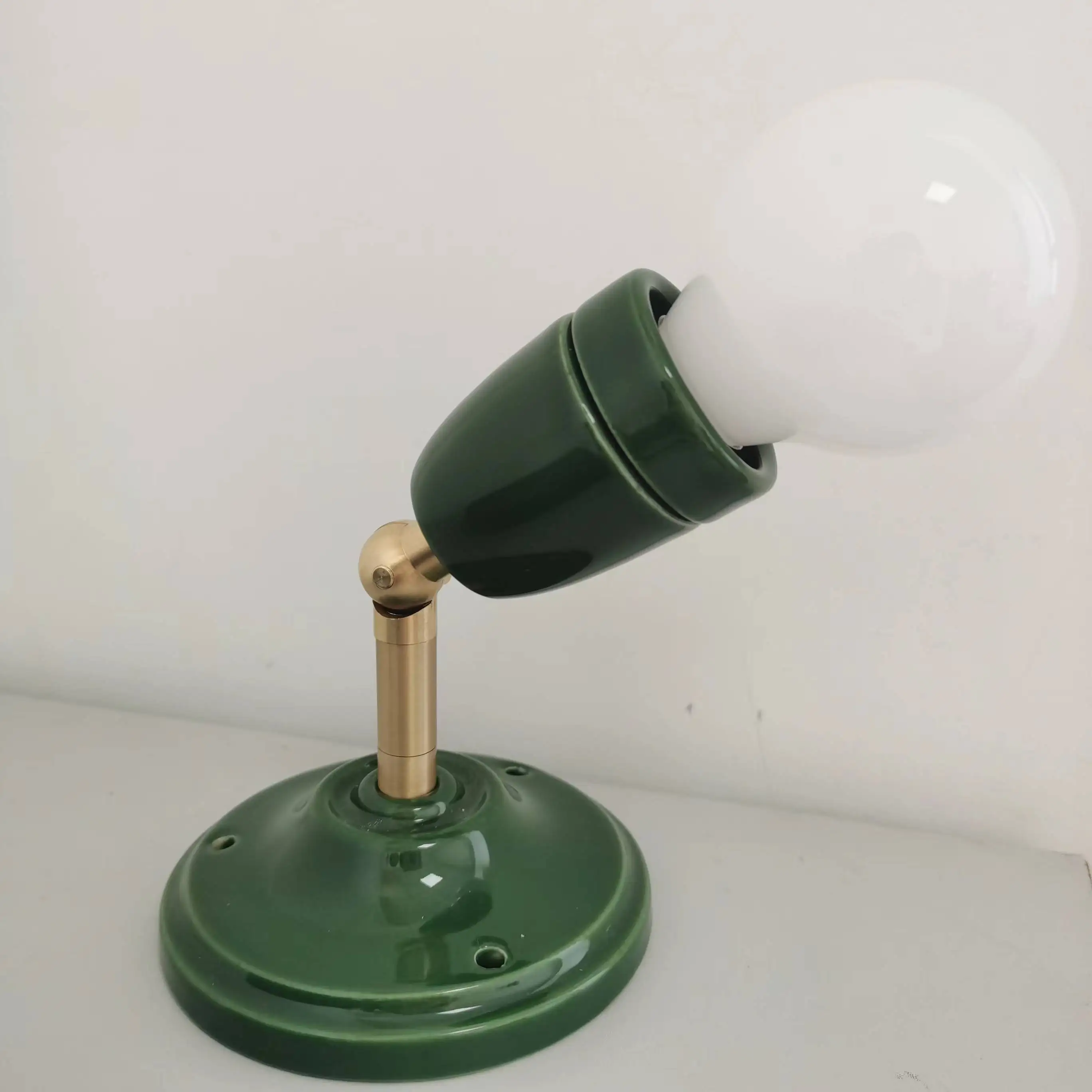 White Black Ceramic LED Adjustable Angle Wall Light Fixtures Copper Arm E27 Socket Lamp for Bedroom Beside Corridor Living Room