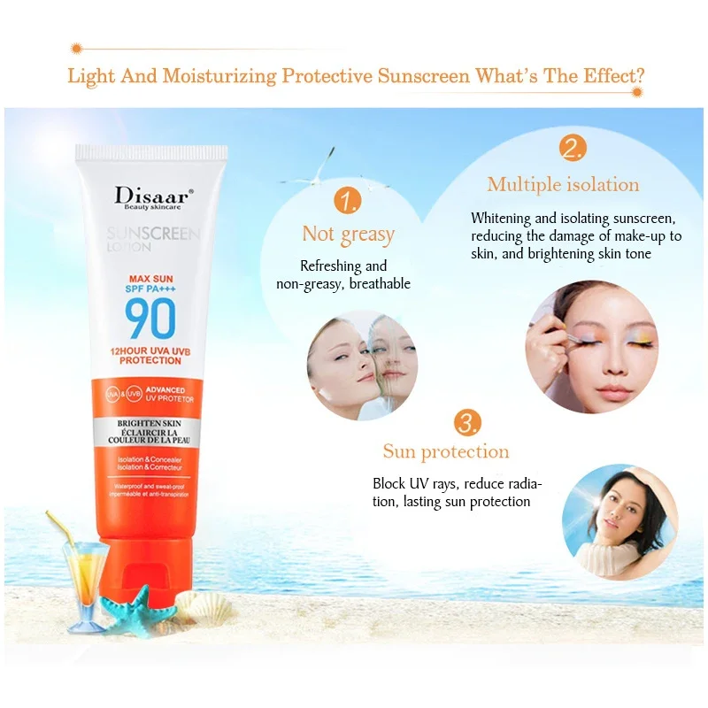 Face Body Sunscreen Cream UV Resistance Anti-Wrinkle Moisturizing Cream Brightening Uniform Skin Tone Waterproof 50ml