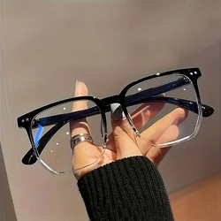 Unisex Minimalist Design Square Fashion Reading Glasses - Sleek Lightweight Frame with Durable Polycarbonate Lens - 400 (Black Transparent)