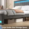 Queen Bed Frame with Adjustable Headboard & LED Lights, Upholstered Platform Bed Frame Queen Size with Type-C, Dark Grey 6